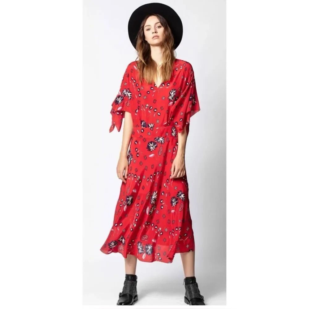 Zadig & Voltaire Rap Daisy Silk Midi Dress Size S
